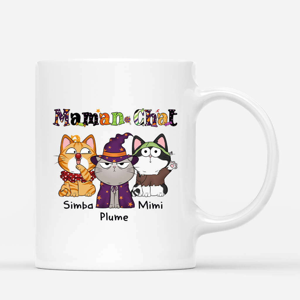 Maman Chat Mimi Motif Halloween - Cadeau Personnalise Mug pour Amoureux des animaux Maman Chat Mimi Motif Halloween - Cadeau Personnalise Mug pour Amoureux des animaux