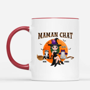 Maman Chat Sorciere Avec Son Balai – Cadeau Personnalise  Mug pour Amoureux des animaux