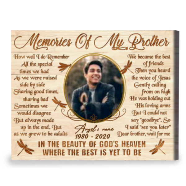 Memories Of My Brother Custom Memorial Canvas, Loss Of Brother Gift, Brother Passed Away Gift – Best Personalized Gifts For Everyone