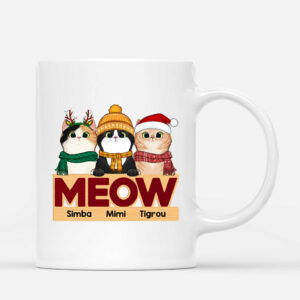Meow – Cadeau Personnalise  Mug pour Amoureux des Chats Noel