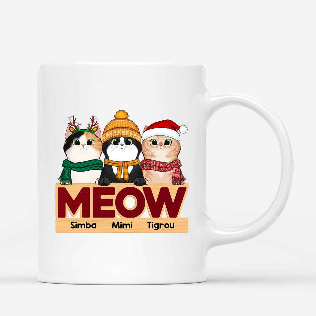 Meow - Cadeau Personnalise Mug pour Amoureux des Chats Noel Meow - Cadeau Personnalise Mug pour Amoureux des Chats Noel