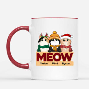 Meow – Cadeau Personnalise  Mug pour Amoureux des Chats Noel