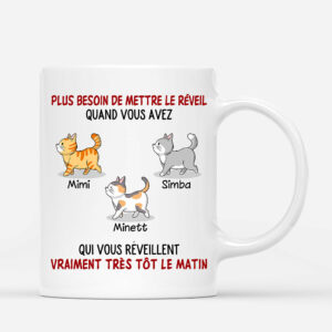 Mon Chat Est Le Reveil – Cadeau Personnalise  Mug pour Amoureux des chats
