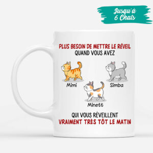 Mon Chat Est Le Reveil – Cadeau Personnalise  Mug pour Amoureux des chats
