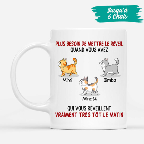 Mon Chat Est Le Reveil – Cadeau Personnalise  Mug pour Amoureux des chats