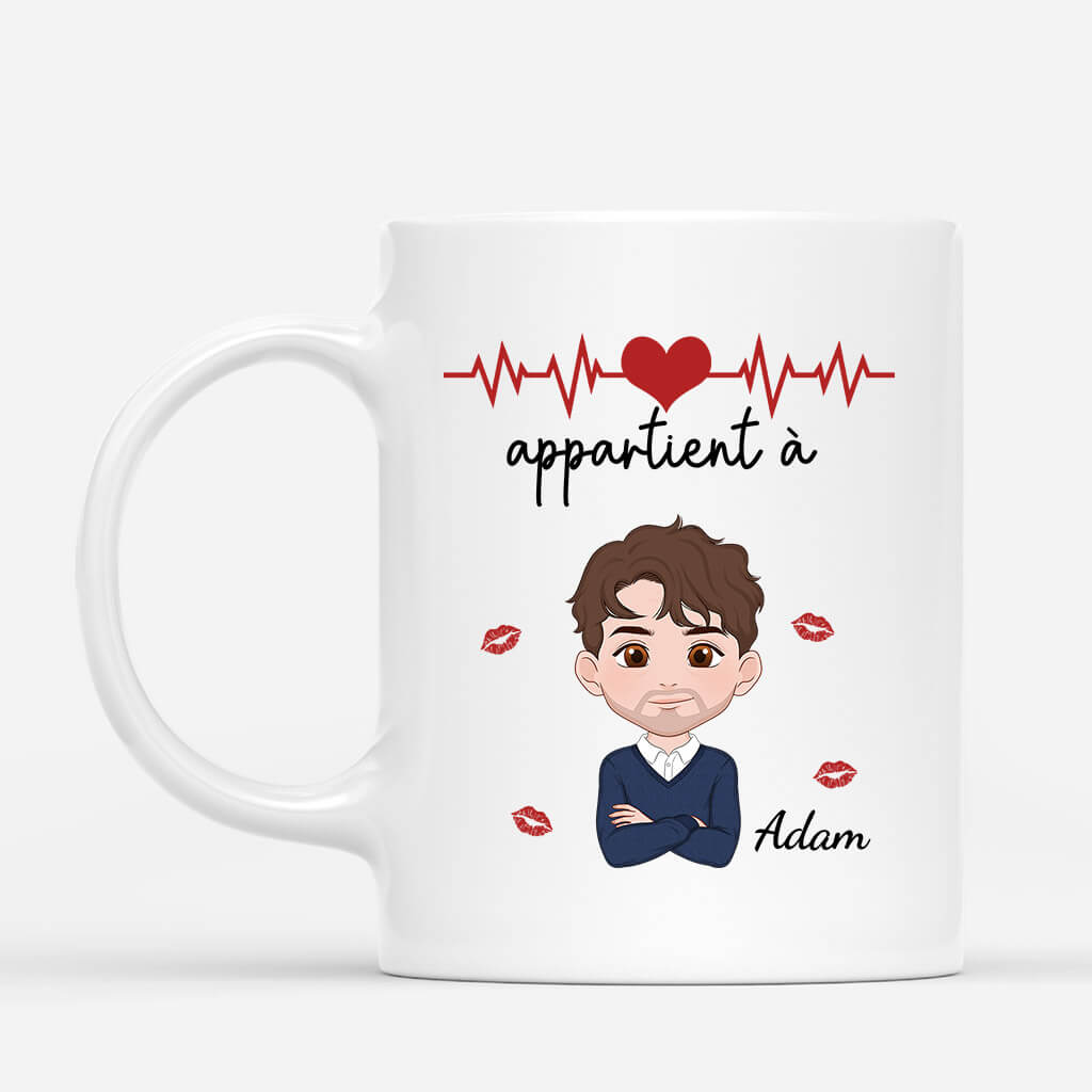 Mon Coeur Appartient A - Cadeau Personnalise Mug pour Couple Mon Coeur Appartient A - Cadeau Personnalise Mug pour Couple