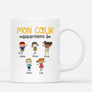 Mon Cœur Appartient A – Cadeau Personnalise  Mug pour Papa Papy Maman Mamie