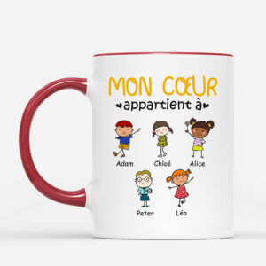 Mon Cœur Appartient A – Cadeau Personnalise  Mug pour Papa Papy Maman Mamie