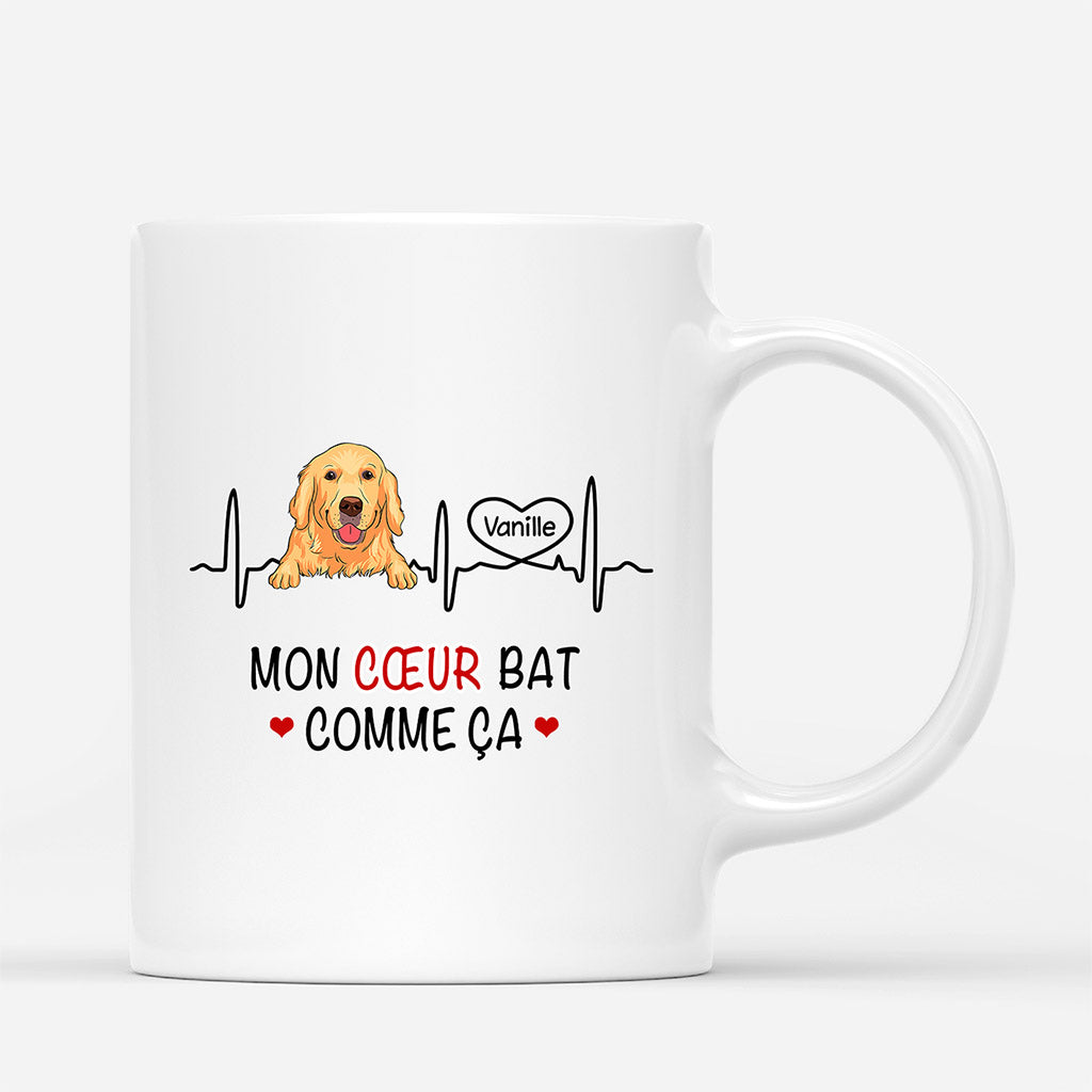 Mon Cœur Bat Comme Ca - Cadeau Personnalise Mug pour Amoureux des chiens Mon Cœur Bat Comme Ca - Cadeau Personnalise Mug pour Amoureux des chiens