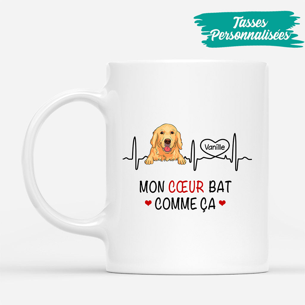 Mon Cœur Bat Comme Ca - Cadeau Personnalise Mug pour Amoureux des chiens Mon Cœur Bat Comme Ca - Cadeau Personnalise Mug pour Amoureux des chiens