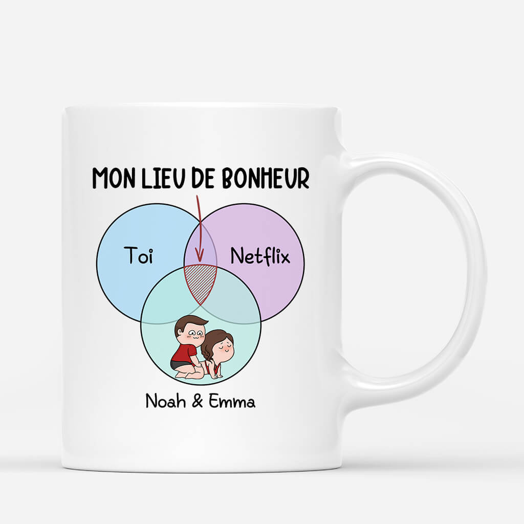 Mon Lieu De Bonheur - Cadeau Personnalise Mug pour Couple Mon Lieu De Bonheur - Cadeau Personnalise Mug pour Couple