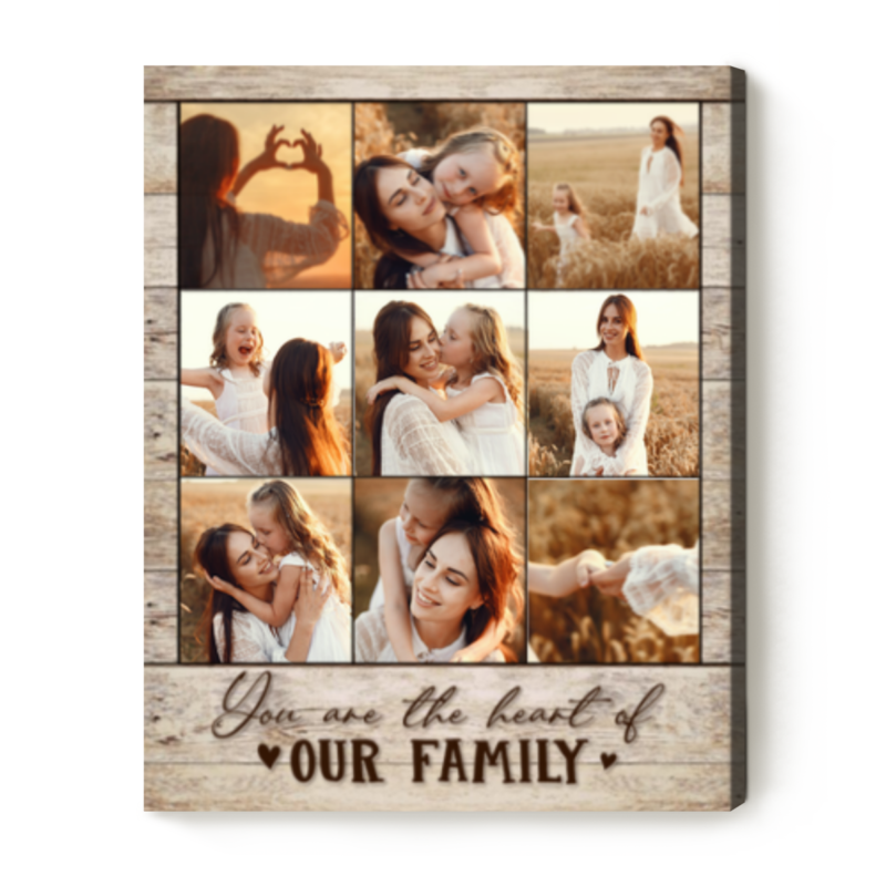 Mother's Day Photo Gift, Mom Picture Collage Print, Personalized Mother's Day Gift, You Are The Heart Of Our Family Mother's Day Photo Gift, Mom Picture Collage Print, Personalized Mother's Day Gift, You Are The Heart Of Our Family