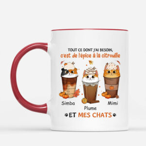 Mug Tout Ce Dont J_ai Besoin C_est De L_Epice A La Citrouille Et Mes Chats Automne Personnalise