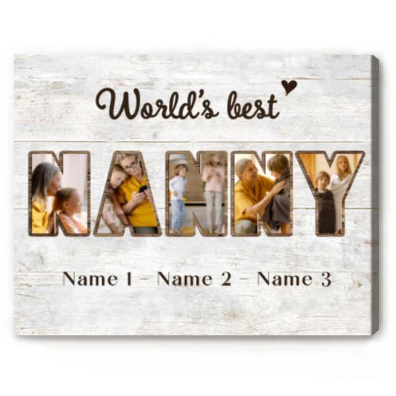Nanny Photo Collage, Personalized Birthday Gift For Nanny, World's Best Nanny Canvas Nanny Photo Collage, Personalized Birthday Gift For Nanny, World's Best Nanny Canvas