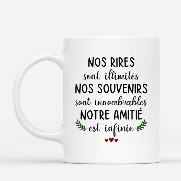 Notre Amitie Est Infinie – Cadeau Personnalise  Mug pour Meilleures Amies