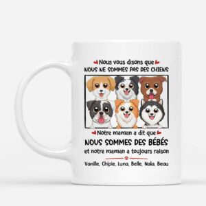 Nous Vous Disons Que Nous Ne Sommes Pas Des Chiens – Cadeau Personnalise  Mug pour Amoureux des Animaux