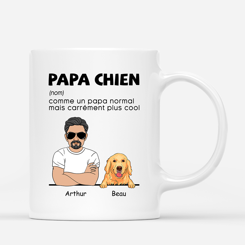 Papa Chien - Mug Cadeau Personnalise, Amoureux Des Chiens Papa Chien - Mug Cadeau Personnalise, Amoureux Des Chiens