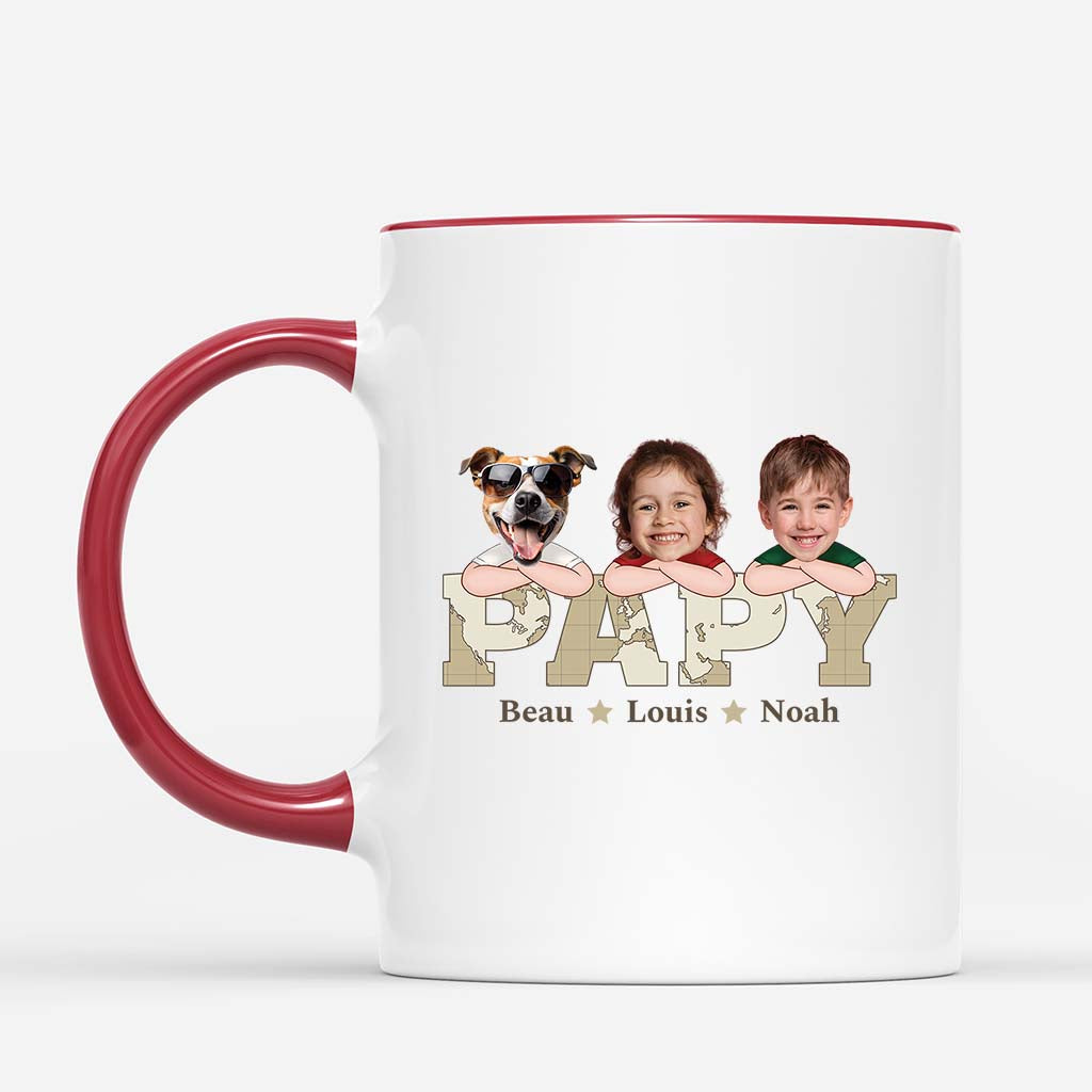 Papa, Ses Enfants Et Ses Animaux - Cadeau Personnalise Mug pour Papa Papa, Ses Enfants Et Ses Animaux - Cadeau Personnalise Mug pour Papa