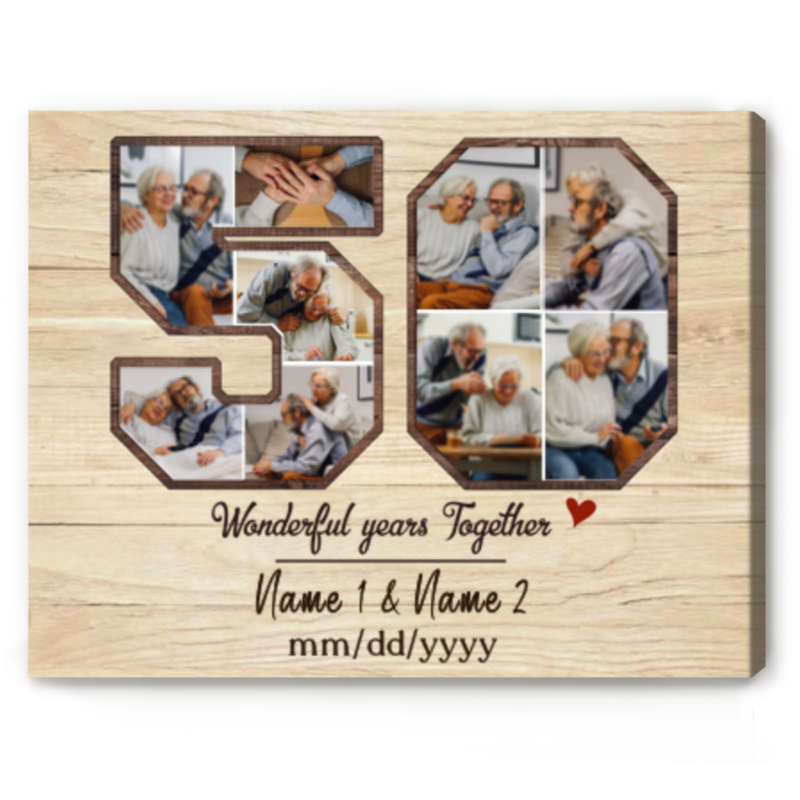 Personalised 50th Anniversary Gifts For Parents For Grandparents, Golden Anniversary Gift Picture Collage, 50 Years Of Marriage Photo Print Personalised 50th Anniversary Gifts For Parents For Grandparents, Golden Anniversary Gift Picture Collage, 50 Years Of Marriage Photo Print