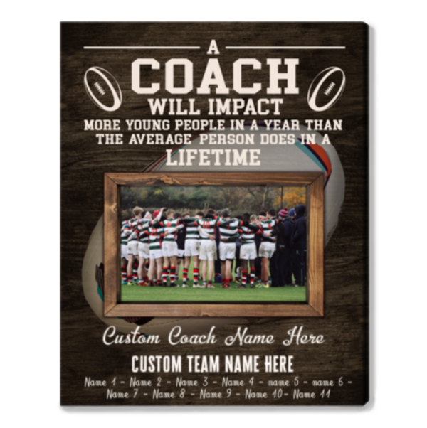 Personalised Rugby Coach Gift Print, Photo Gift For Rugby Coach, Thank You Rugby Coach Gift Idea