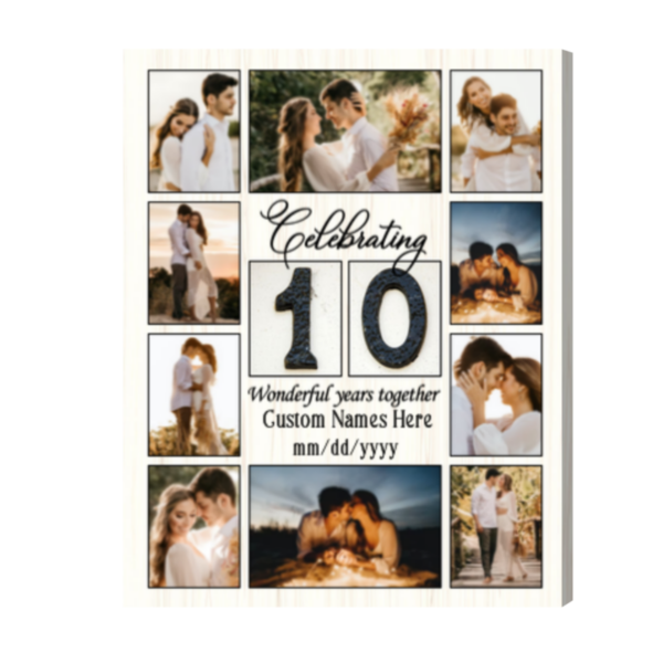 Personalized 10 Year Anniversary Gift For Him, Ten Year Anniversary Photo Gift Canvas