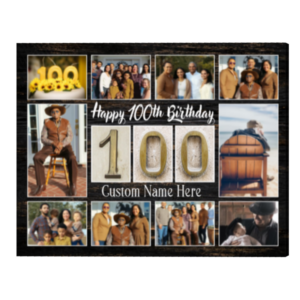 Personalized 100th Birthday Photo Collage, 100th Birthday Gift For Grandparents, 100 Years Old Photo Frame