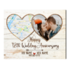 Personalized 12 Year Anniversary Gifts Map Print, Twelve Year Wedding Anniversary Gifts, Custom Map Print