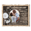 Personalized 13 Year Wedding Anniversary Gift, Lace Anniversary Photo Gift, Down Forever To Go Canvas