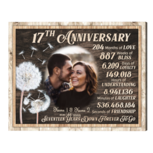 Personalized 17th Wedding Anniversary Gift, Wedding Gifts For Couples, Seventeen Years Down Forever To Go