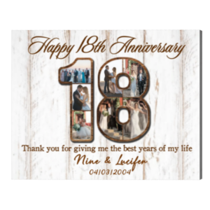 Personalized 18th Anniversary Gifts Photo Collage Canvas, 18 Year Anniversary Gift For Him Her – Best Personalized Gifts For Everyone