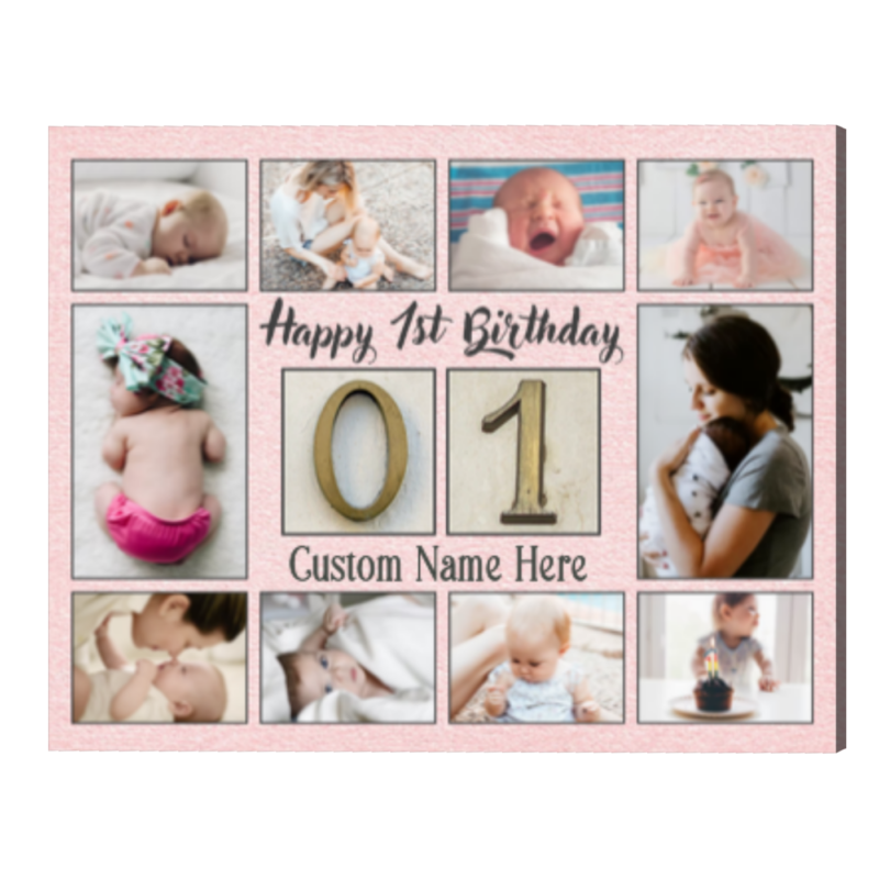 Personalized 1st Birthday Photo Collage Print, First Birthday Photo Gift, 1 Year Old Birthday Girl Gift - Best Personalized Gifts For Everyone Personalized 1st Birthday Photo Collage Print, First Birthday Photo Gift, 1 Year Old Birthday Girl Gift - Best Personalized Gifts For Everyone
