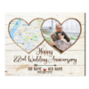 Personalized 22nd Anniversary Gifts Map Print, 22 Year Anniversary Photo Gifts Frame