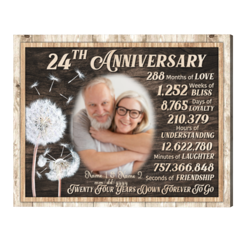 Personalized 24th Anniversary Gifts For Him, 24 Year Anniversary Gift, Down Forever To Go Canvas Personalized 24th Anniversary Gifts For Him, 24 Year Anniversary Gift, Down Forever To Go Canvas