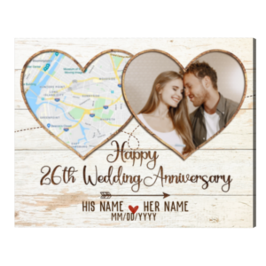 Personalized 26th Wedding Anniversary Gifts Map Print, Twenty-Sixth Anniversary Photo Gifts – Best Personalized Gifts For Everyone