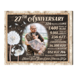 Personalized 27th Anniversary Gift, 27 Year Anniversary Gift For Husband, Twenty Seven Years Down Forever To Go
