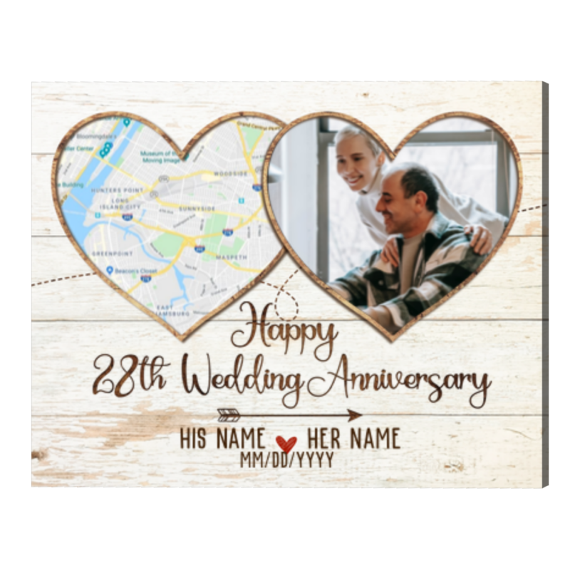 Personalized 28th Anniversary Gifts Map Print, Map Canvas Print, 28 Year Anniversary Photo Gifts Personalized 28th Anniversary Gifts Map Print, Map Canvas Print, 28 Year Anniversary Photo Gifts