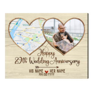 Personalized 29 Year Wedding Anniversary Gifts Map Print, Memory Map Print, 29th Anniversary Photo Gifts