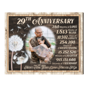 Personalized 29th Anniversary Gift, 29 Year Anniversary Gifts For Husband, Down Forever To Go Canvas