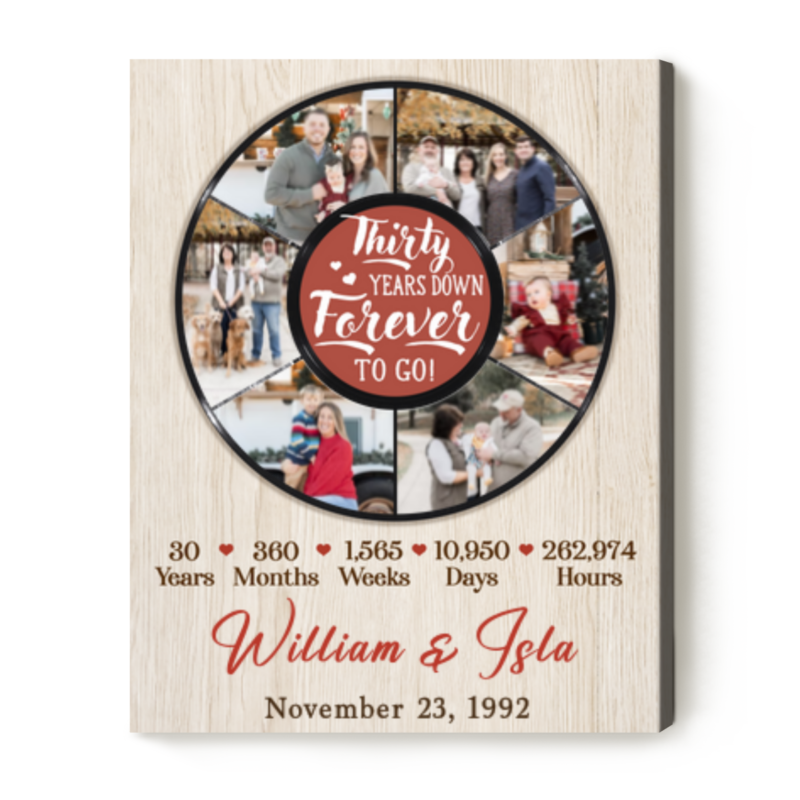 Personalized 30th Anniversary Gifts, 30 Year Anniversary Gift Photo Collage, Thirty Years Down Forever To Go Personalized 30th Anniversary Gifts, 30 Year Anniversary Gift Photo Collage, Thirty Years Down Forever To Go