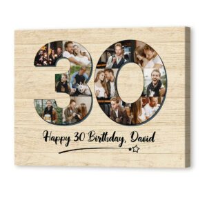 Personalized 30th Birthday Photo Collage Canvas, 30th Birthday Gifts, 30th Birthday Gift Ideas