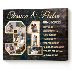 Personalized 31 Year Anniversary Photo Collage Wall Art, 31st Anniversary Gift – Best Personalized Gifts For Everyone