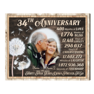 Personalized 34th Anniversary Gift For Him For Her, 34 Years Down Forever To Go – Best Personalized Gifts For Everyone