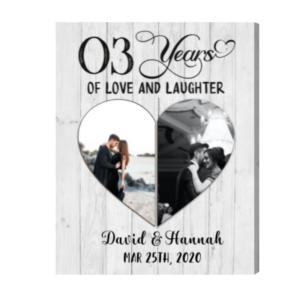 Personalized 3rd Wedding Anniversary Gift, Leather Anniversary Gifts For Her Frame, Love And Laughter – Best Personalized Gifts For Everyone