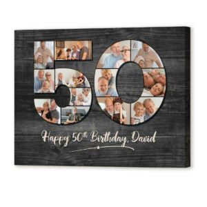 Personalized 50th Birthday Gift For Men For Dad, 50th Birthday Custom Photo Collage Canvas, 50th Birthday Gift Ideas