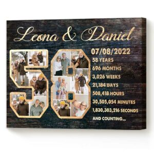 Personalized 58th Anniversary Photo Collage Print, 58 Year Wedding Anniversary Gifts For Her – Best Personalized Gifts For Everyone