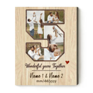 Personalized 5th Anniversary Gift, Custom 5 Year Photo Collage, 5 Year Wedding Anniversary Gift For Him For Her