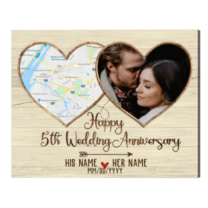 Personalized 5th Anniversary Gifts Map Print, Fifth 5th Anniversary Photo Gifts Frame – Best Personalized Gifts For Everyone