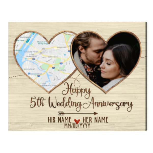 Personalized 5th Anniversary Gifts Map Print, Fifth 5th Anniversary Photo Gifts Frame – Best Personalized Gifts For Everyone