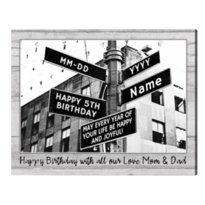 Personalized 5th Birthday Sign, Custom Street Name Sign For 5th Birthday, Fifth Birthday Gift Ideas
