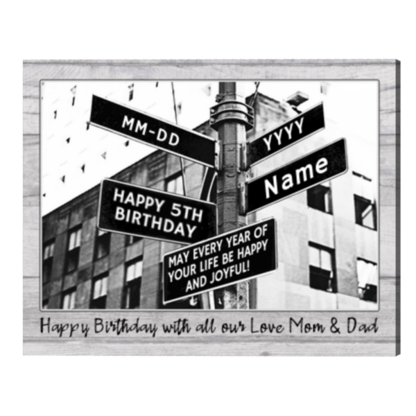 Personalized 5th Birthday Sign, Custom Street Name Sign For 5th Birthday, Fifth Birthday Gift Ideas
